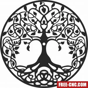 Tree of life wall clock - Free dxf files ready to cut