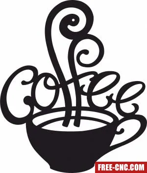 Coffee cup wall art - Free dxf download