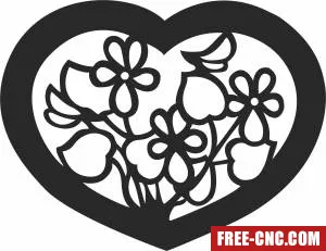 Heart with flowers clipart - Free dxf files ready to cut