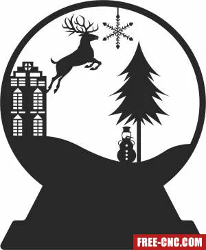 Deer snow globe christmas - Free dxf files ready to cut