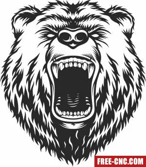 Angry bear clipart - Free dxf for laser cutting and plasma