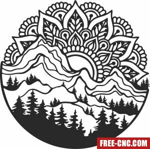 Mandala mountain scene - Free dxf download