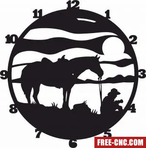 Cowboy wall clock western horse - free dxf download