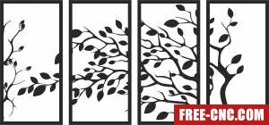 Tree 4 panels wall art - Free dxf files ready to cut