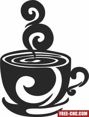 Cup of coffee wall decor - Free dxf download