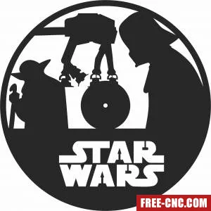 Star wars wall vinyl clock - Free dxf for laser cutting and plasma