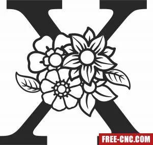 Monogram letter x with flowers - Free dxf for laser cutting and plasma