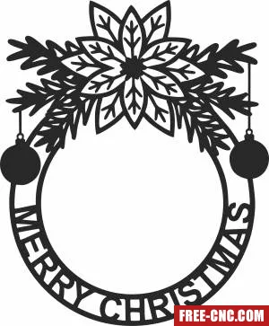 Wreath merry christmas cliparts decor - Free dxf download