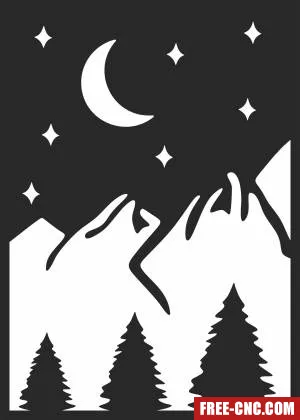 Moon mountain scene wall decor - Download free dxf for cnc plasma cutting