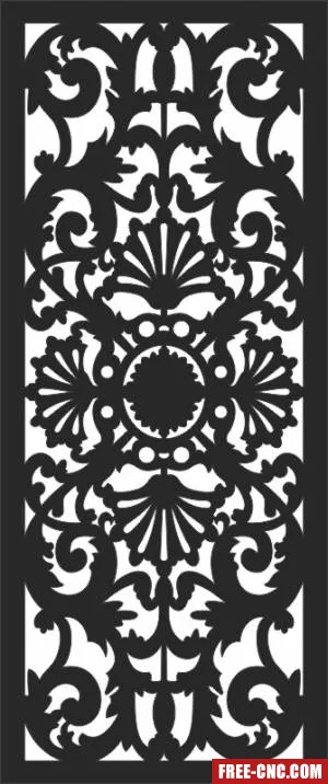 Decorative wall screen floral panel pattern door - free dxf download