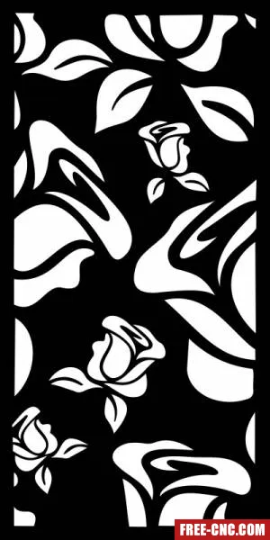 Decorative wall pattern panel with flowers - free dxf download