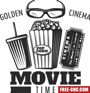 Ticket movies pop corn logo sign - Free dxf for laser cutting and plasma