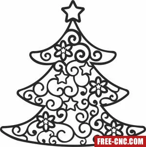 Christmas tree clipart - Free dxf files ready to cut