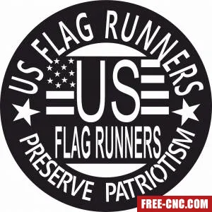 Us flag runners logo - Download free dxf for cnc plasma cutting