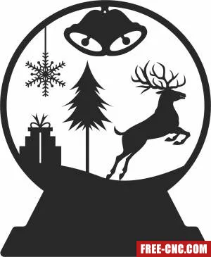 Deer globe christmas ornament - Free dxf download