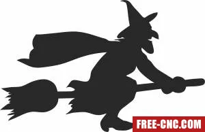 Silhouette witchcraft halloween clipart - Download free dxf for cnc plasma cutting