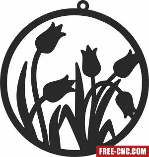 Flowers ornament clipart - Free dxf files ready to cut