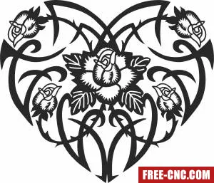 Heart clipart with flowers - Free dxf download