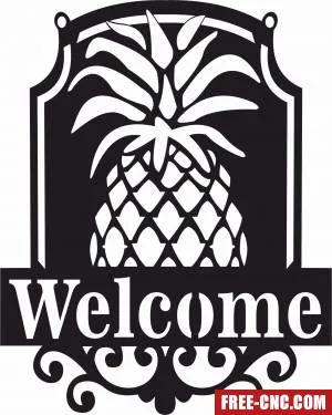 Pineapple welcome plaque - Free dxf download