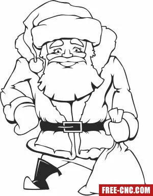 Christmas santa claus one line art - Free dxf files ready to cut