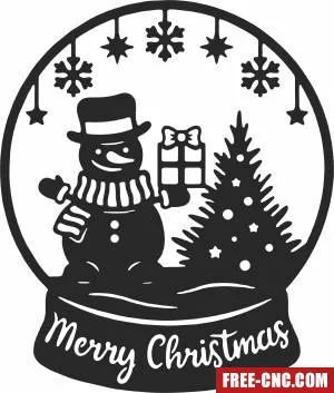 Christmas snow globe snowman - Free dxf for laser cutting and plasma