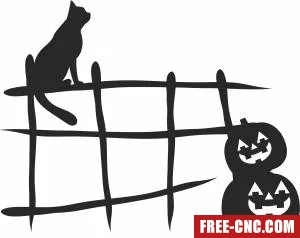 Spooky cat pumpkin fence - Free dxf files ready to cut