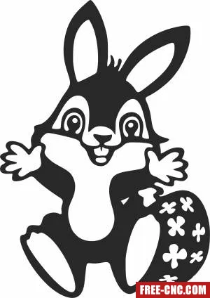 Happy easter egg bunny clipart - Download free dxf for cnc plasma cutting