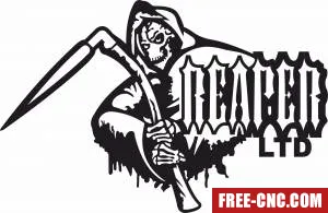 Grim reaper skull vector - Free dxf files ready to cut