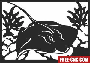 Sting ray wildlife scene cliparts - Download free dxf for cnc plasma cutting