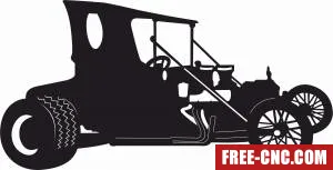 Old car silhouette vector art - Download free dxf for cnc plasma cutting