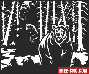 Bear scene art wall decor - Free dxf for laser cutting and plasma