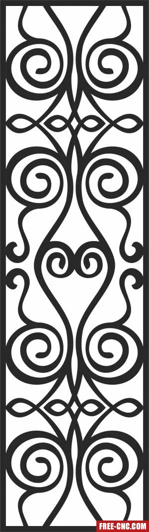 Decorative floral pattern screen door - Free dxf for laser cutting and plasma