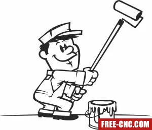 Painter cartoon cliparts - Free dxf files ready to cut