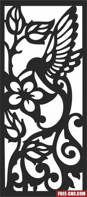 Hummingbird flower panel - Free dxf for laser cutting and plasma