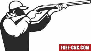 Bird hunter duck shooter with shotgun clipart - Download free dxf for cnc plasma cutting