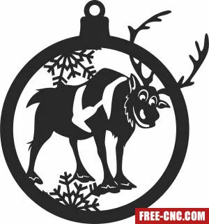 Frozen sven elk christmas ball ornament - Free dxf for laser cutting and plasma