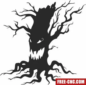 Halloween tree scary - Free dxf for laser cutting and plasma