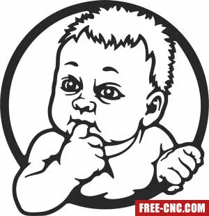 Baby on board clipart - Free dxf download