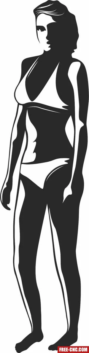 Girl bikini silhouette - Free dxf files ready to cut