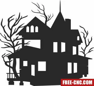 Halloween scary house clipart - Free dxf files ready to cut