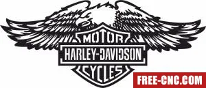 Harley davidson motor wings eagle multilayer logo - Free dxf download