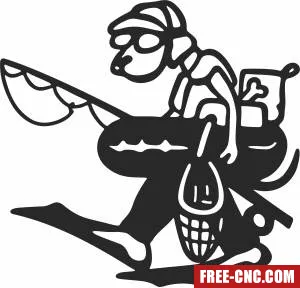 Fishing man clipart - Free dxf download