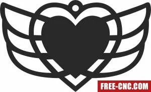 Heart wings ornament - Free dxf for laser cutting and plasma