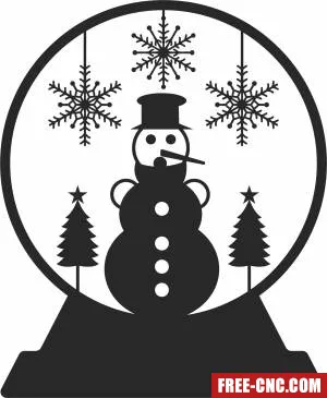 Snowman globe merry christmas - Free dxf files ready to cut