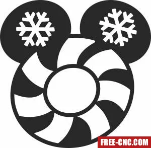 Mickey mouse snowflake christmas art - Free dxf files ready to cut