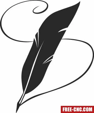 Feather pen silhouette - Download free dxf for cnc plasma cutting