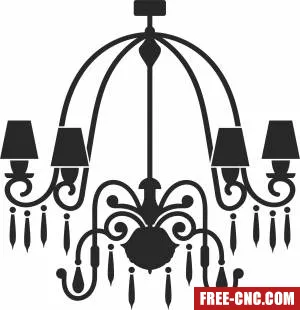 Classic chandelier clipart - Free dxf files ready to cut