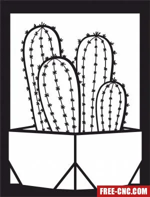 Potted cactus plant home decor - Download free dxf for cnc plasma cutting