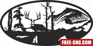 Elk deer scene forest art - Free dxf for laser cutting and plasma