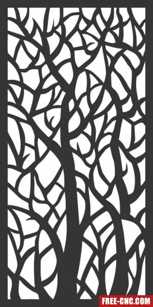 Branches decorative wall screen door pattern - free dxf download